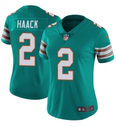 Women's Nike Miami Dolphins #2 Matt Haack Aqua Green Alternate Vapor Untouchable Limited Player NFL Jersey