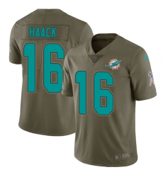 Youth Nike Miami Dolphins #16 Matt Haack Limited Olive 2017 Salute to Service NFL Jersey