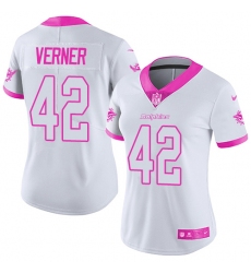 Women's Nike Miami Dolphins #42 Alterraun Verner Limited White/Pink Rush Fashion NFL Jersey