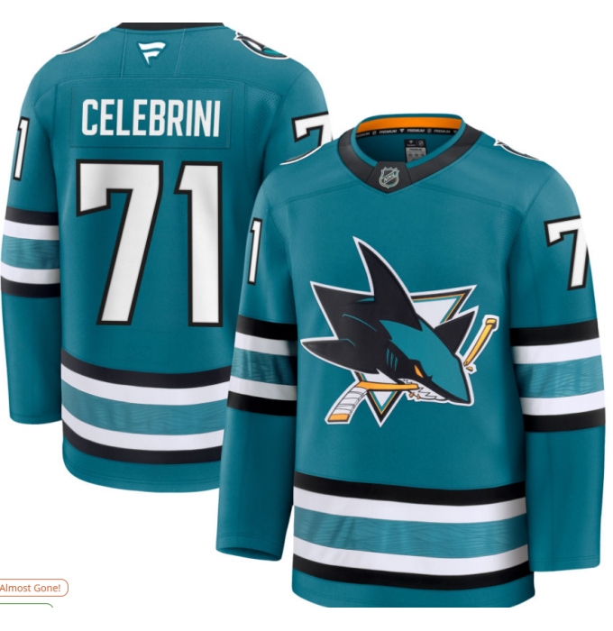 Men's San Jose Sharks #71 Macklin Celebrini Blue 2024-25 Home Stitched Hockey Jersey