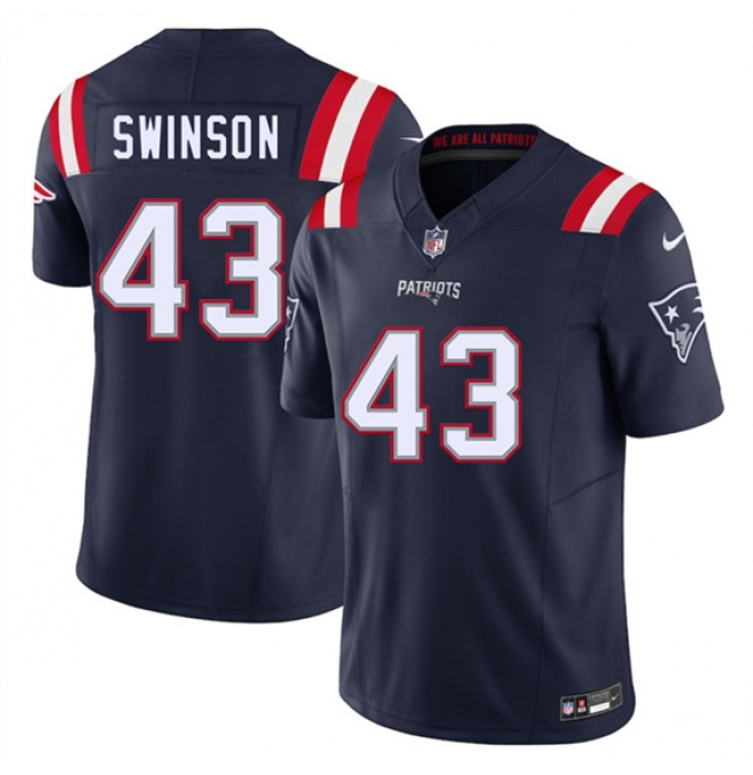Men's New England Patriots #43 Bradyn Swinson Navy 2025 F.U.S.E. Vapor Limited Football Stitched Jersey