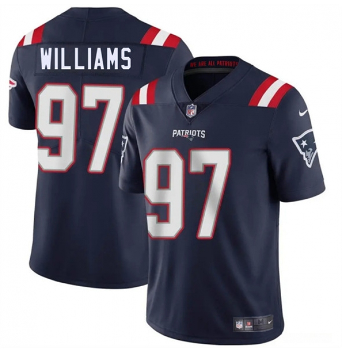 Men's New England Patriots #97 Milton Williams Navy 2025 Vapor Limited Football Stitched Jersey