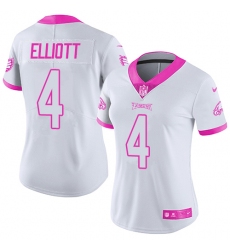 Women's Nike Philadelphia Eagles #4 Jake Elliott Limited White/Pink Rush Fashion NFL Jersey