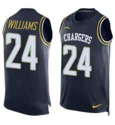 Men's Nike Los Angeles Chargers #24 Trevor Williams Limited Navy Blue Player Name & Number Tank Top NFL Jersey