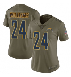Women's Nike Los Angeles Chargers #24 Trevor Williams Limited Olive 2017 Salute to Service NFL Jersey