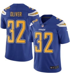 Men's Nike Los Angeles Chargers #32 Branden Oliver Elite Electric Blue Rush Vapor Untouchable NFL Jersey