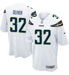 Men's Nike Los Angeles Chargers #32 Branden Oliver Game White NFL Jersey