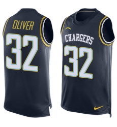 Men's Nike Los Angeles Chargers #32 Branden Oliver Limited Navy Blue Player Name & Number Tank Top NFL Jersey