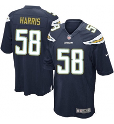Men's Nike Los Angeles Chargers #58 Nigel Harris Game Navy Blue Team Color NFL Jersey