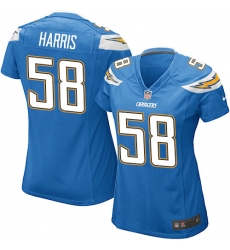 Women's Nike Los Angeles Chargers #58 Nigel Harris Game Electric Blue Alternate NFL Jersey