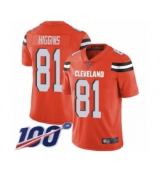 Men's Cleveland Browns #81 Rashard Higgins Orange Alternate Vapor Untouchable Limited Player 100th Season Football Jersey