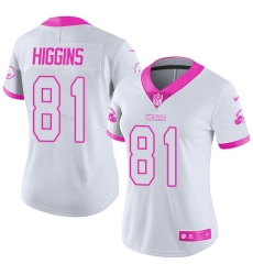 Women's Nike Cleveland Browns #81 Rashard Higgins Limited White/Pink Rush Fashion NFL Jersey