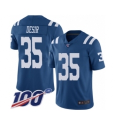 Men's Indianapolis Colts #35 Pierre Desir Limited Royal Blue Rush Vapor Untouchable 100th Season Football Jersey