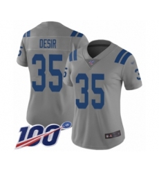 Women's Indianapolis Colts #35 Pierre Desir Limited Gray Inverted Legend 100th Season Football Jersey