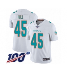 Men's Miami Dolphins #45 Mike Hull White Vapor Untouchable Limited Player 100th Season Football Jersey