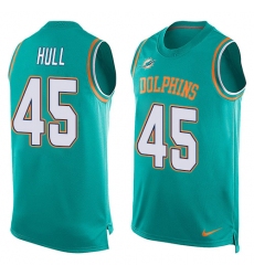 Men's Nike Miami Dolphins #45 Mike Hull Limited Aqua Green Player Name & Number Tank Top NFL Jersey