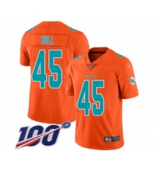 Youth Miami Dolphins #45 Mike Hull Limited Orange Inverted Legend 100th Season Football Jersey