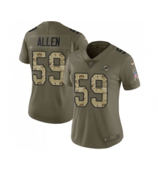 Women's Miami Dolphins #59 Chase Allen Limited Olive Camo 2017 Salute to Service Football Jersey