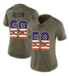 Women's Nike Miami Dolphins #59 Chase Allen Limited Olive/USA Flag 2017 Salute to Service NFL Jersey