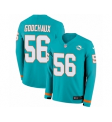 Men's Nike Miami Dolphins #56 Davon Godchaux Limited Aqua Therma Long Sleeve NFL Jersey