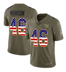 Men's Nike New York Giants #46 Calvin Munson Limited Olive/USA Flag 2017 Salute to Service NFL Jersey