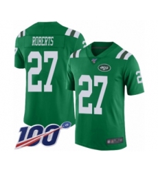 Men's New York Jets #27 Darryl Roberts Limited Green Rush Vapor Untouchable 100th Season Football Jersey