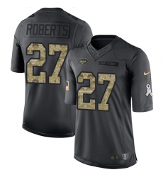 Men's Nike New York Jets #27 Darryl Roberts Limited Black 2016 Salute to Service NFL Jersey