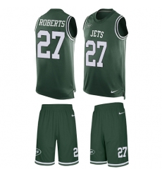 Men's Nike New York Jets #27 Darryl Roberts Limited Green Tank Top Suit NFL Jersey