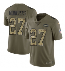 Men's Nike New York Jets #27 Darryl Roberts Limited Olive/Camo 2017 Salute to Service NFL Jersey