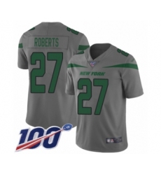 Youth New York Jets #27 Darryl Roberts Limited Gray Inverted Legend 100th Season Football Jersey