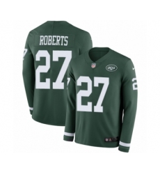 Youth Nike New York Jets #27 Darryl Roberts Limited Green Therma Long Sleeve NFL Jersey