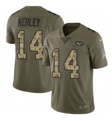 Youth Nike New York Jets #14 Jeremy Kerley Limited Olive/Camo 2017 Salute to Service NFL Jersey