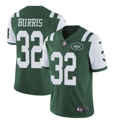 Men's Nike New York Jets #32 Juston Burris Green Team Color Vapor Untouchable Limited Player NFL Jersey