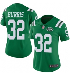 Women's Nike New York Jets #32 Juston Burris Limited Green Rush Vapor Untouchable NFL Jersey