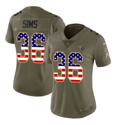 Women's Nike Tennessee Titans #36 LeShaun Sims Limited Olive/USA Flag 2017 Salute to Service NFL Jersey