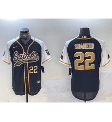 Men's New Orleans Saints #22 Rashid Shaheed Black White 1987 Legacy Cool Base Stitched Baseball Jerseys