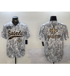 Men's New Orleans Saints Team Big Logo 2024 Arctic Camo Salute To Service Stitched Baseball Jersey