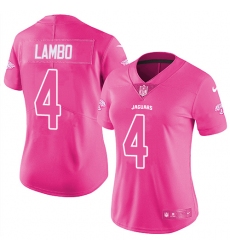 Women's Nike Jacksonville Jaguars #4 Josh Lambo Limited Pink Rush Fashion NFL Jersey