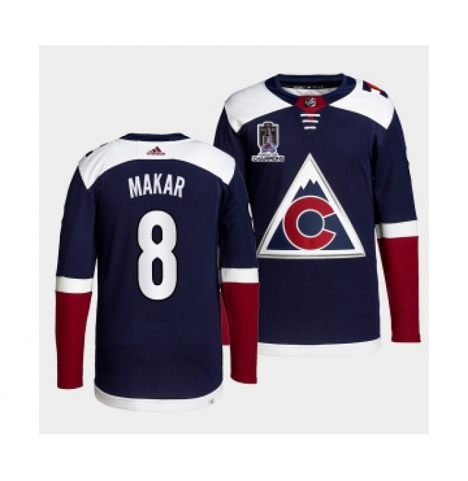 Men's Colorado Avalanche #8 Cale Makar 2022 Navy Stanley Cup Champions Patch Stitched Jersey