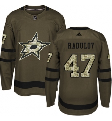 Men's Adidas Dallas Stars #47 Alexander Radulov Authentic Green Salute to Service NHL Jersey