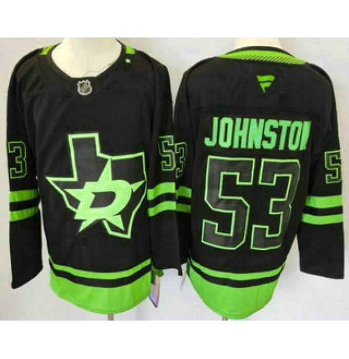 Men's Dallas Stars #53 Wyatt Johnston Black Alternate Authentic Jersey