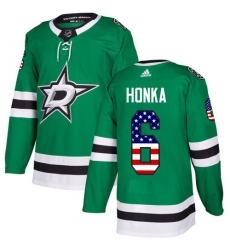 Youth Adidas Dallas Stars #6 Julius Honka Authentic Green USA Flag Fashion NHL Jersey