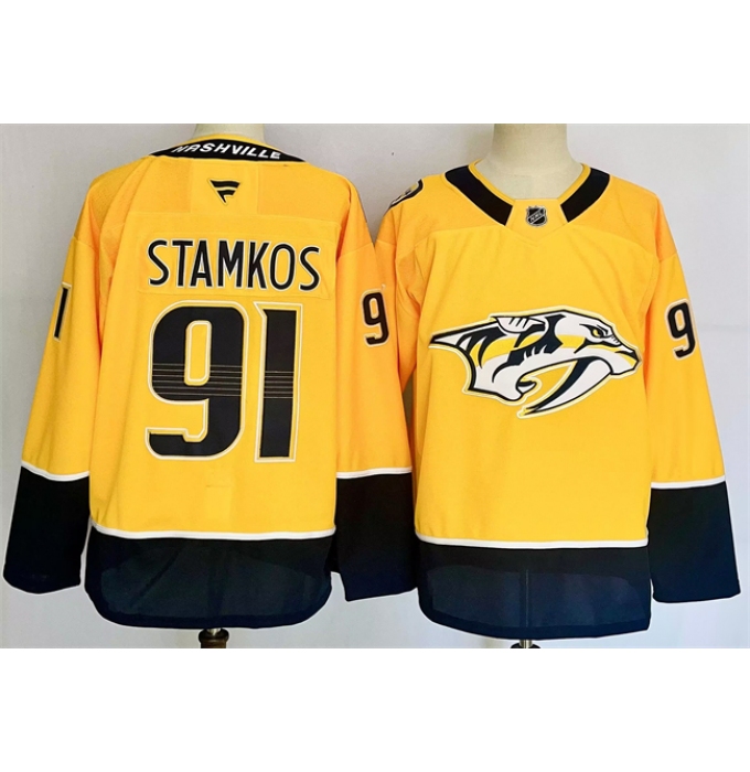 Men's Nashville Predators #91 Steven Stamkos Gold 2024-25 Home Stitched Hockey Jersey