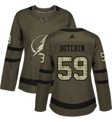 Women's Adidas Tampa Bay Lightning #59 Jake Dotchin Authentic Green Salute to Service NHL Jersey