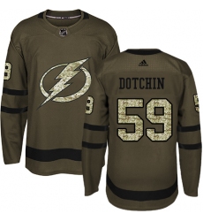 Youth Adidas Tampa Bay Lightning #59 Jake Dotchin Authentic Green Salute to Service NHL Jersey