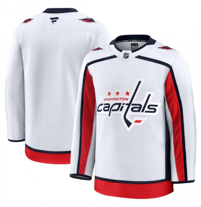 Men's Washington Capitals Blank White 2024-25 Away Stitched Hockey Jersey