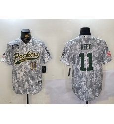 Men's Green Bay Packers #11 Jayden Reed 2024 Arctic Camo Salute To Service Stitched Baseball Jerseys