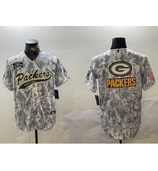 Men's Green Bay Packers Team Logo 2024 Arctic Camo Salute to Service Stitched Baseball Jerseys