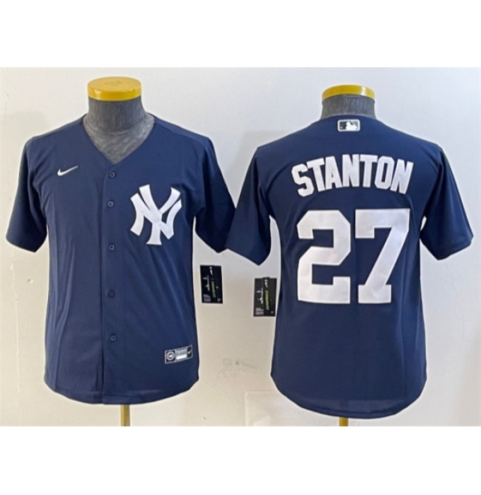 Women's New York Yankees #27 Giancarlo Stanton Navy Cool Base Stitched Baseball Jersey(Run Small)