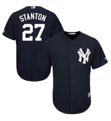 Youth Majestic New York Yankees #27 Giancarlo Stanton Authentic Navy Blue Alternate MLB Jersey